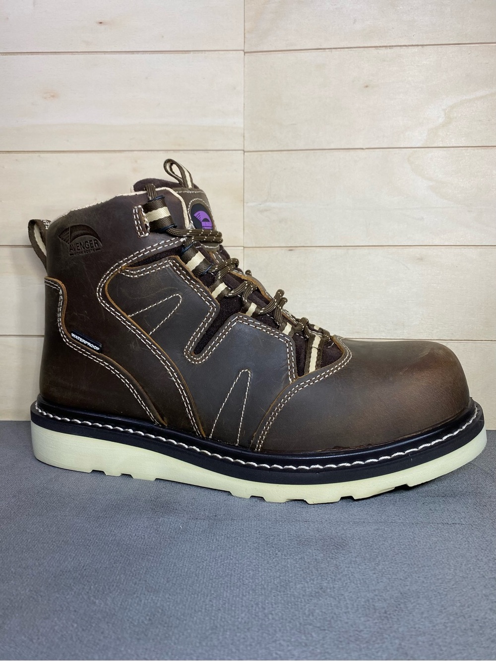 Avenger Safety Toe Work Boots Women's Size 8.5 B Shoes Brown Leather Waterproof
